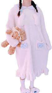 Buy Bzb Women Fuzzy Nightgowns Kawaii Dress Long Sleeve Sleep Robe Winter Home Lolita Princess Nightwear Online In Indonesia B097t4n7j1
