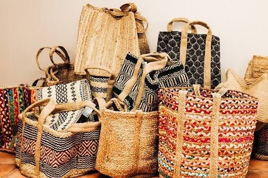 Stacked jute bags for sustainable packaging