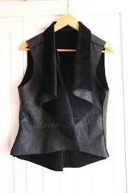 Asimetrik Deri Yelek Blok Elbise Moda Moda Kiyafetler