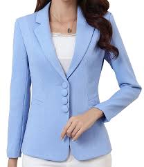 Womens Formal Career Blazers Slim Fit Business Long Sleeves Work Office Jacket Light Blue C0187eay60e Career Blazer Women Clothes Sale Suit Jackets For Women