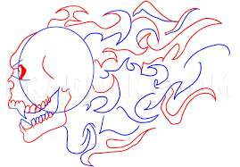 How To Draw A Flaming Skull, Step By Step, Drawing Guide, By Dawn - Dragoart