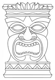 Tiki Totem Mask Coloring Page Free Printable Coloring Pages Tiki Faces Tiki Mask Hawaiian Tiki