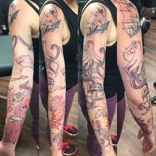 Also, decide how many tattoos you would like your sleeve to be composed of. The Start Of My Octopus Sleeve Aquatic Tattoo Nautical Underwater Fish Coral Ocean 5 Hour Tap Out Session Ocean Sleeve Tattoos Tattoos Sleeve Tattoos