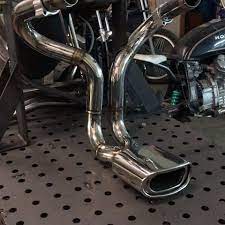 Customer S Gl500 Stainless Exhaust System Gl500 Cx500 Bobber Kit Custom Exhaust Stainless Fabrication Builtnotbo Cafe Racer Parts Cafe Bike Cafe Racer
