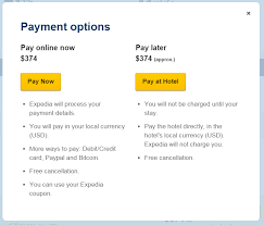 I am trying to determine if i can use my chase freedom with this site. Pay Now Vs Pay Later At Expedia Com Travel Stack Exchange