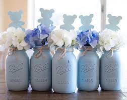 Baby Shower Mason Jar Centerpieces Baby Shower Mason Jars Etsy Mason Jar Baby Shower Boy Baby Shower Centerpieces Rustic Baby Shower Decorations