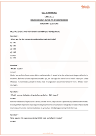 Important Questions For Cbse Class 11 Indian Economic Development Chapter 1