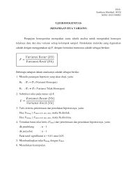 Uji normalitas dan uji homogenitas. Pdf Uji Homogenitas Kesamaan Dua Varians