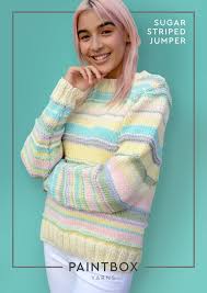 Tierra stitchy hoodie knitting pattern. Sugar Striped Jumper Free Knitting Pattern For Women In Paintbox Yarns Wool Mix Chunky