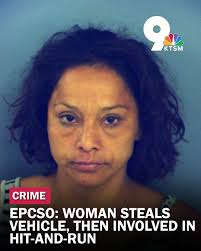 A 34-year-old woman was arrested after stealing a vehicle and then becoming  involved in a hit-and-run crash