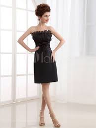 Black Strapless Pleated Satin Cocktail Dress Satin Cocktail Dress Cocktail Gowns Dusty Pink Bridesmaid Dresses