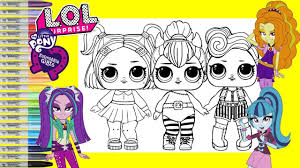Desenho de personagem de as dazzlings para colorir via www.tudodesenhos.com. Lol Surprise Dolls Repainted As My Little Pony Equestria Girls The Dazzlings Lol Coloring Book Youtube