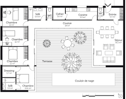 Un volume central pour la pièce de vie, une aile dédiée aux chambres et. Plan Maison En U Avec 4 Chambres Ooreka