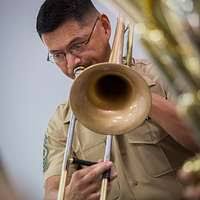 U.S. Navy Chief Musician Peter Sutorius, attached to