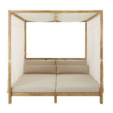 resin wicker and light taupe canvas outdoor 4 poster bed maisons du monde us lit baldaquin idees de lit maison du monde