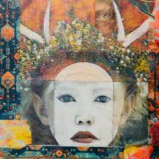 Lynbelislestudio #mixedmedia #earthshards #sanantonioart #encaustic  #vessels #handbuiltclay #assemblage #faces #encaustic collage