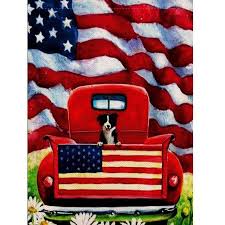 Garden Flag New Spring Summer Country Red Truck With American Flag And Dog Usa Patriotism Honor Do Red Truck American Flag Images Yard Flags