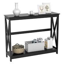 Amazon Com Yaheetech 2 Tier X Design Occasional Console Sofa Side Table Bookshelf Entryway Accent Table In 2020 Large Console Table Entrance Furniture Sofa Side Table