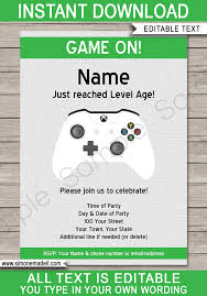 Xbox Party Invitations Template Xbox Party Xbox Birthday Party Party Invite Template
