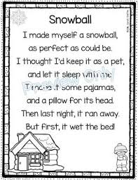 Snowball Winter Poems For Kids Funny Printable Poetry Notebook Poem Of The Week Poetry For Kids Kids Poems Funny Poems For Kids