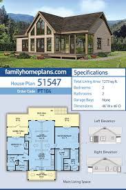 Traditional Style House Plan 51547 With 2 Bed 2 Bath Family House Plans Ranch House Plans Lake House Plans