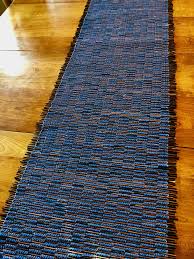 Blue Grid Hand Woven Table Runner Table Runners Hand Weaving
