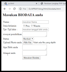 Biodata sendiri adalah salah satu syarat utama pada saat sahabat belajar akan melakukan pendaftaran pada sebuah perusahaan atau instansi terkait. Cara Membuat Form Biodata Dengan Html Kodewebsite