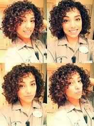 This hairstyle features longer hair on top with shorter bangs around the head. Cute Hairstyles For Short Natural Curly Hair Short Natural Curly Hair Curly Hair Styles Short Curly Weave Hairstyles