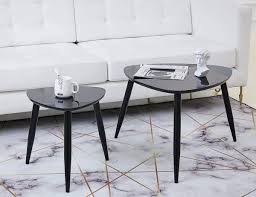 Typically coffee table sets consist of a coffee table and two end. Coffee Table Black Round Nesting Table Side End Table For Living Room 100 Enviromental Wood Coffee Table Anti Scartch Super Shinning Surface Triganle End Tables Set Of 2 Furniture Home Kitchen Stanoc Com