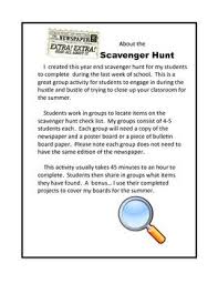 Graphic Sources And Text Features Newspaper Scavenger Hunt Text Features Scavenger Hunt Student Activities