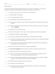 Embroyology or applied genetics and molecular technologies for optional module? Mitosis Matching Worksheet