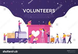 Volunteering Vector Illustration Concept Media The Volunteer Team Worked Together To Help And Collect Donations Wit Vector Illustration Illustration Volunteer