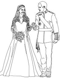These princess coloring pages with long flowing gowns, unicorns and a handsome prince would make their dream more exciting. Prince And Princess Royal Wedding Coloring Page Coloring Sun