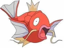 The top half of its spherical body is blue, while the bottom half is red with a yellow on its forehead is a large horn, which is larger on a male than on a female. Fish Pokemon
