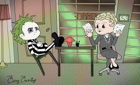 When juno regenerates a month after the events of the musical, beetlejuice reunites with the deetzes and maitlands to form a tentative truce and plan a way to keep juno cue ghostly adventures, demon summonings (who aren't beetlejuice), learning to set boundaries, and growing together as a family. Beetlejuice In Juno S Office By Clemcalavera On Deviantart