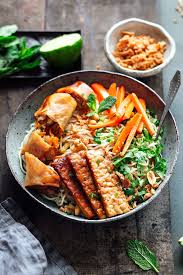 Tempeh Bo Bun Cha Gio Vegan Recipes Healthy Vegetarian Recipes Bun Cha