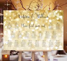 Wedding Seating Chart Poster Gold Bokeh Sparkle Gold Print Ready Digital File