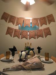 With the focus of the party on welcoming back your family member or friend, basic decorations are all you need. Welcome Home Banner Diy Husband Long Distance Welcome Home Banners Welcome Home Gifts Welcome Home Boyfriend