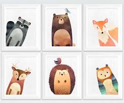 Nursery Woodland Printable Set Wall Art Deer Owl Bear Fox Etsy Fox Kids Room Kids Room Wall Art Kids Bathroom Wall Art