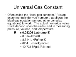 Standard atmosphere, 1976 (ussa1976) defines the gas constant r∗ as: Universal Gas Constant R Value