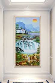 Chinese Landscape Painting White Crane Waterfall And Flowing Water Entrance Decorative Decors 3d Models Psd Free Download Pikbest Chinese Landscape Painting Painting Landscape Paintings