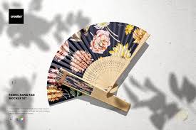 Fabric Hand Fan Mockup Set In 2020 Fabric Hand Fan Hand Fan Colorful Backgrounds