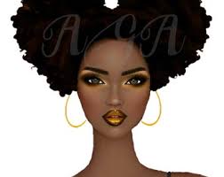 Pretty Afro puffs Woman clipart, Beautiful Black Woman, Instant Download,  Sublimation, Pretty Black hair,textured hair, Png,Black woman hair