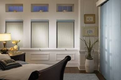 Modern roller and vertical window treatments, AI generated