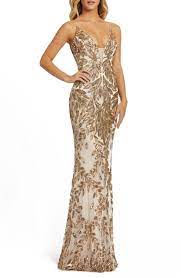Mac duggal sequin & bead sweetheart neck gown in light gold | modesens. Sequin Leaf Mermaid Gown Nordstrom
