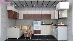 تصميم 3d لمطبخ خشبى بجلسة مريحة