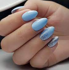 Pin By Jenn Hamilton On Nails Blue Glitter Nails Blue Acrylic Nails Silver Nails
