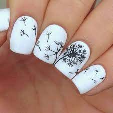 Cute Dandelion Nail Art Designs Dandelion Nail Art Floral Nail Art White Nail Art