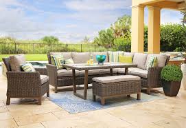 One room challenge, outdoor spaces now with the bench seating in the nook created by the fireplace inside and the porch to the right, the table. Laguna 4 Piece Outdoor Banquette Dining Set Kane S Furniture