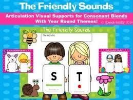 The Friendly Sounds Articulation Visual Supports For Consonant Blends Consonant Blends Articulation Activities Speech And Language